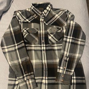 Volcom Flannel (grey, black, white, brown) in Large! Perfect condition!